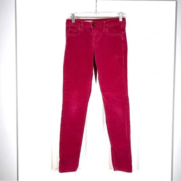 KUT FROM THE KLOTH Pink/Red Mia Toothpick Mid Rise Skinny Corduroy Pants Size 2 - Picture 1 of 5